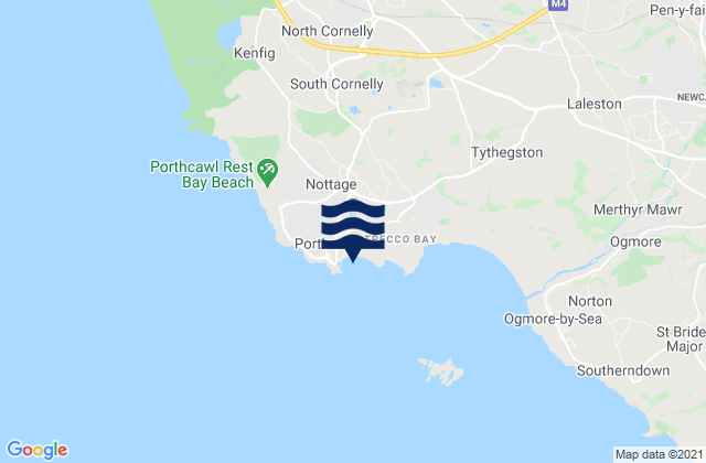 Mapa da tábua de marés em Coney Beach, United Kingdom