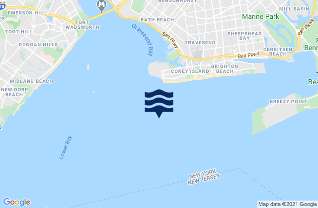 Mapa da tábua de marés em Coney Island Lt. 1.5 miles SSE of, United States