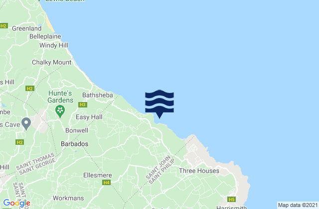Mapa da tábua de marés em Congor BAY, Martinique
