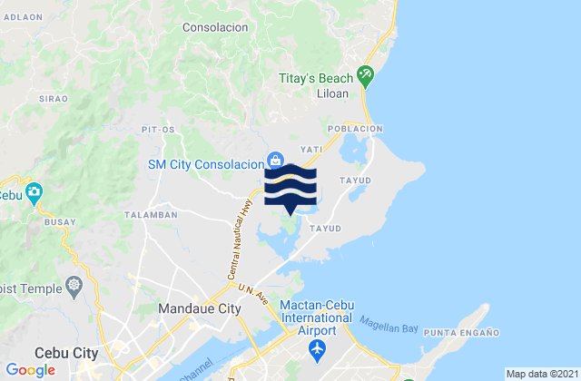 Mapa da tábua de marés em Consolacion, Philippines