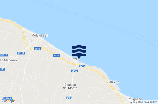 Mapa da tábua de marés em Conversano, Italy