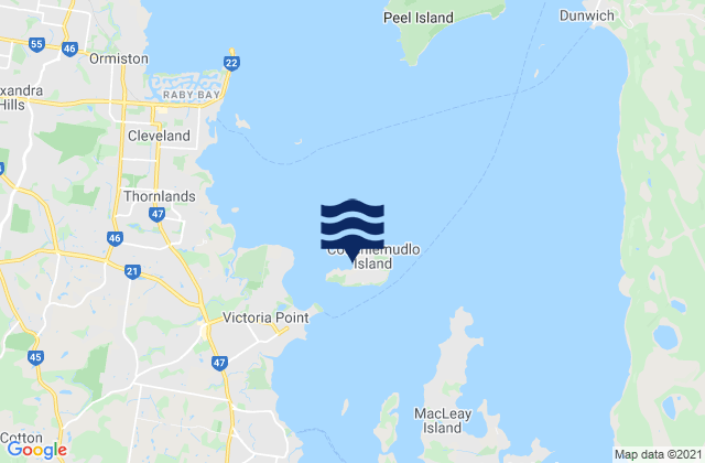 Mapa da tábua de marés em Coochiemudlo Island, Australia