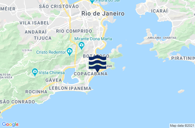 Mapa da tábua de marés em Copacabana Beach, Brazil