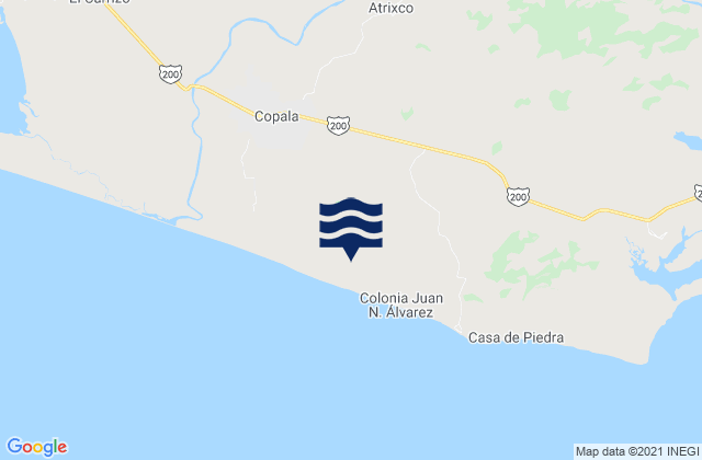 Mapa da tábua de marés em Copala, Mexico
