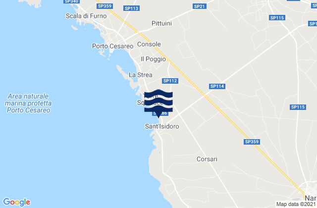Mapa da tábua de marés em Copertino, Italy