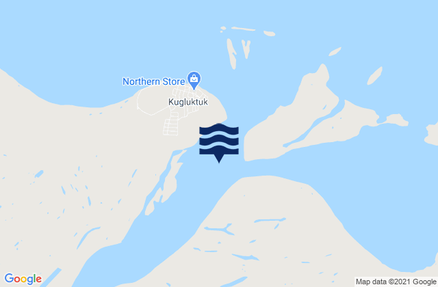 Mapa da tábua de marés em Coppermine, Canada