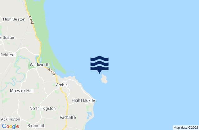 Mapa da tábua de marés em Coquet Island, United Kingdom