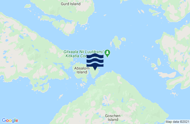 Mapa da tábua de marés em Coquitlam Island, Canada