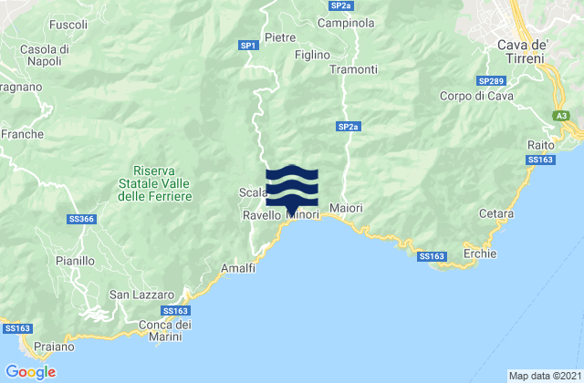 Mapa da tábua de marés em Corbara, Italy