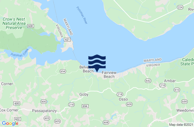 Mapa da tábua de marés em Corbins Neck, Rappahannock River, United States