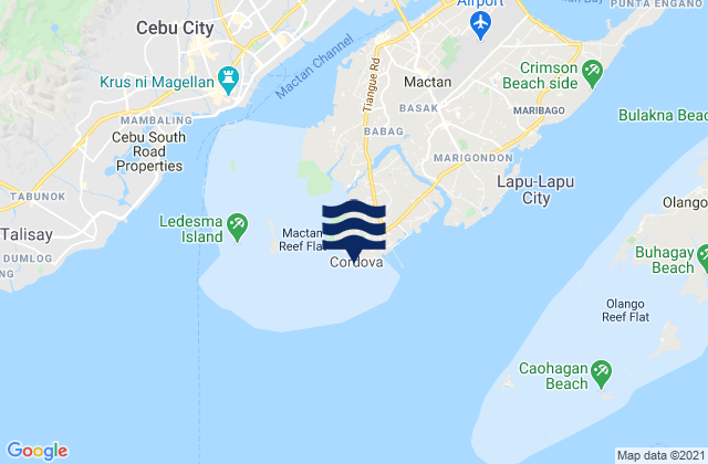 Mapa da tábua de marés em Cordova, Philippines