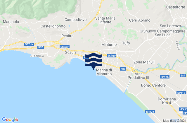 Mapa da tábua de marés em Coreno Ausonio, Italy
