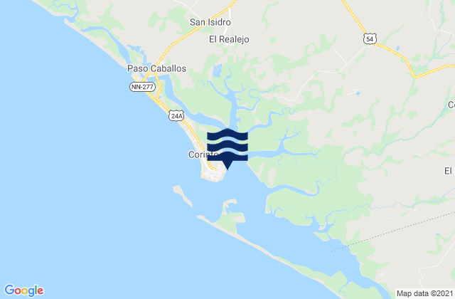 Mapa da tábua de marés em Corinto (Isla Cardon), Nicaragua