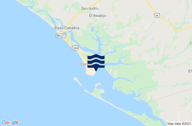 Mapa da tábua de marés em Corinto, Nicaragua