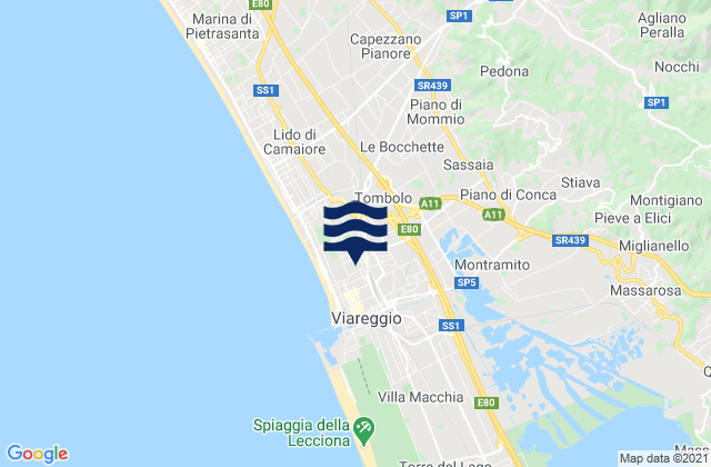 Mapa da tábua de marés em Corsanico-Bargecchia, Italy