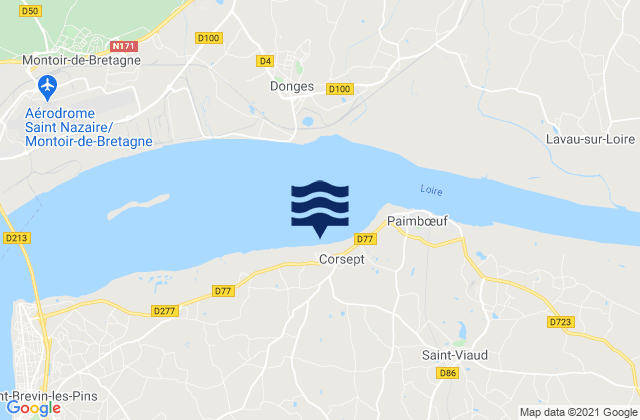 Mapa da tábua de marés em Corsept, France