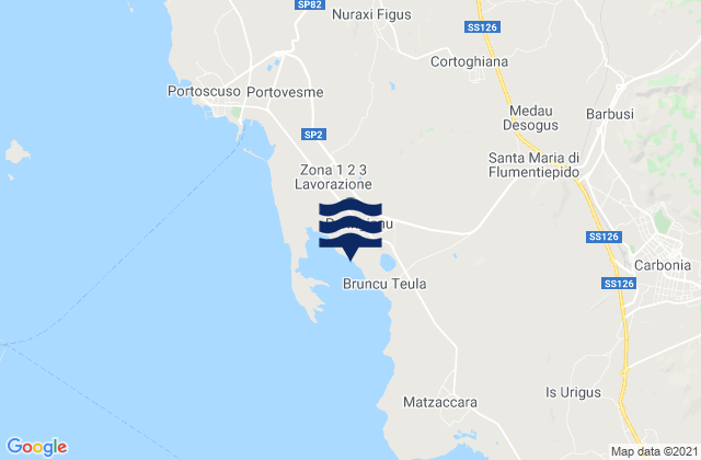 Mapa da tábua de marés em Cortoghiana, Italy