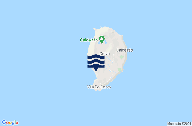 Mapa da tábua de marés em Corvo, Portugal
