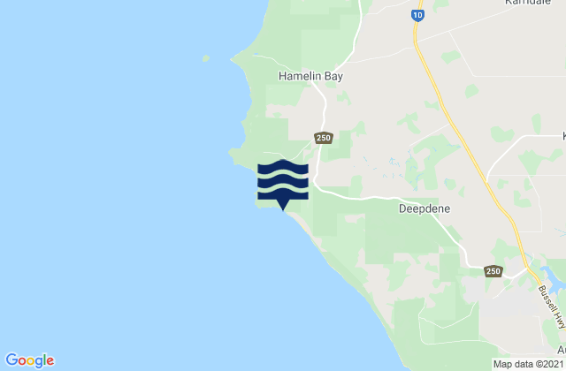 Mapa da tábua de marés em Cosy Corner, Australia