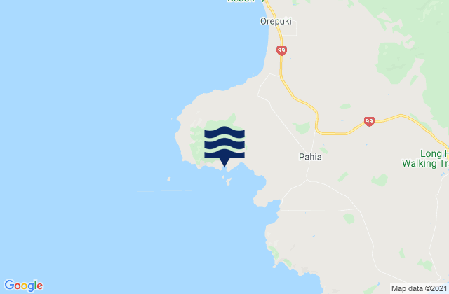 Mapa da tábua de marés em Cosy Nook, New Zealand