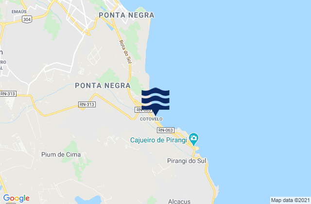 Mapa da tábua de marés em Cotavelo, Brazil