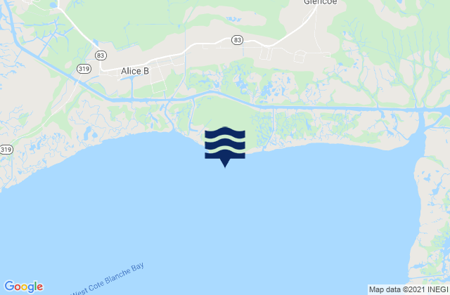 Mapa da tábua de marés em Cote Blanche Island (West Cote Blanche Bay), United States