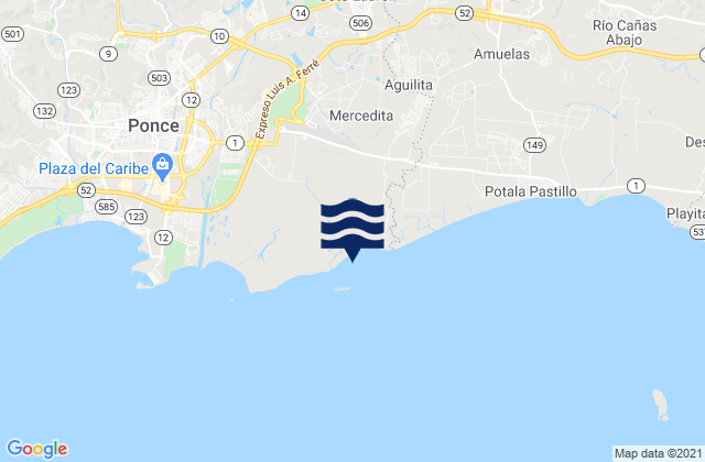 Mapa da tábua de marés em Coto Laurel Barrio, Puerto Rico