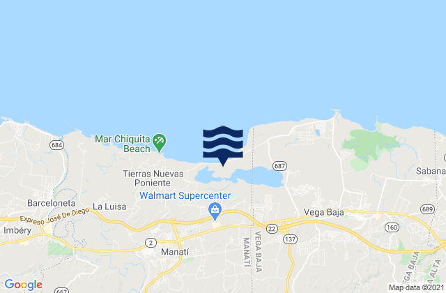 Mapa da tábua de marés em Coto Norte, Puerto Rico