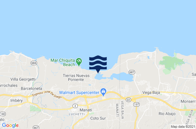 Mapa da tábua de marés em Coto Sur Barrio, Puerto Rico