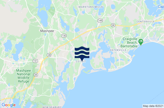 Mapa da tábua de marés em Cotuit, United States
