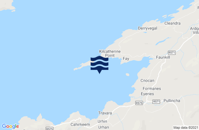 Mapa da tábua de marés em Coulagh Bay, Ireland