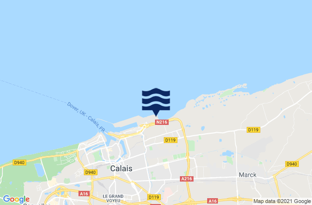 Mapa da tábua de marés em Coulogne, France