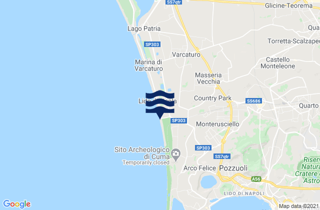 Mapa da tábua de marés em Country Park, Italy