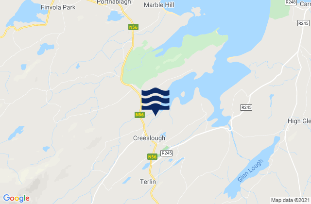 Mapa da tábua de marés em County Donegal, Ireland