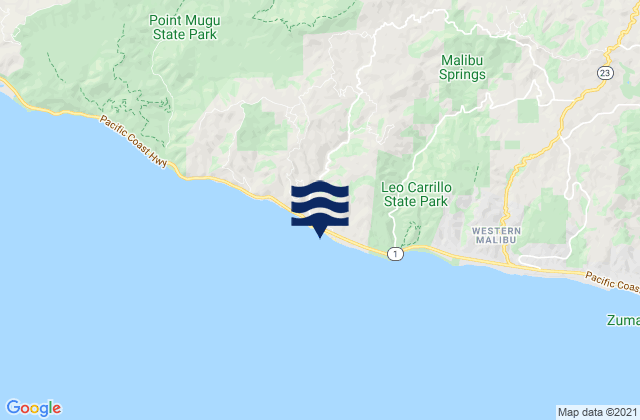 Mapa da tábua de marés em County Line Beach, United States