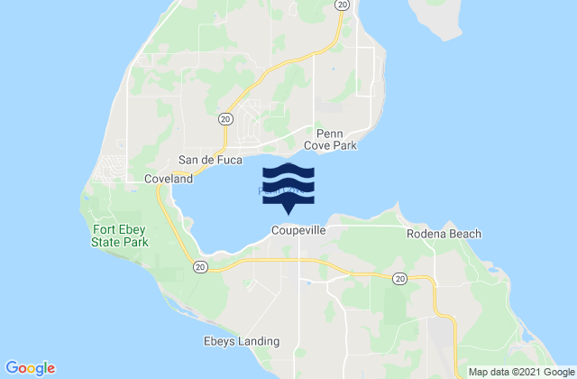 Mapa da tábua de marés em Coupeville (Penn Cove Whidbey Island), United States
