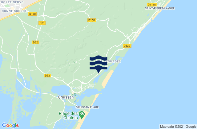 Mapa da tábua de marés em Coursan, France