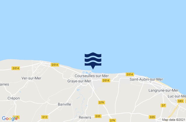 Mapa da tábua de marés em Courseulles-sur-Mer, France
