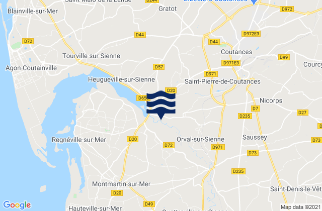 Mapa da tábua de marés em Coutances, France