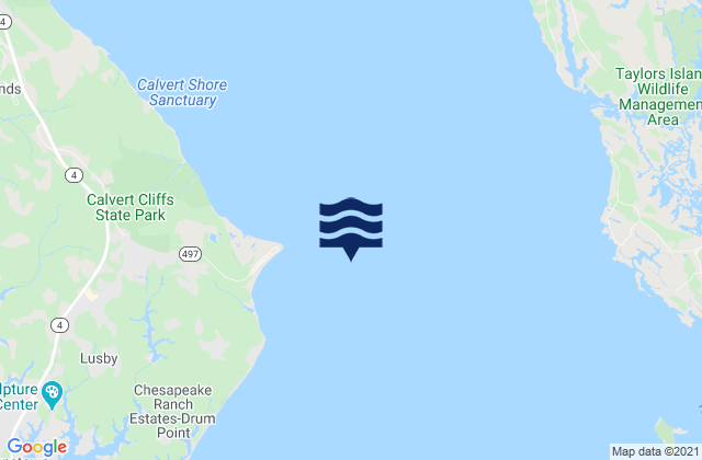 Mapa da tábua de marés em Cove Point (1.1 mi. NE of), United States