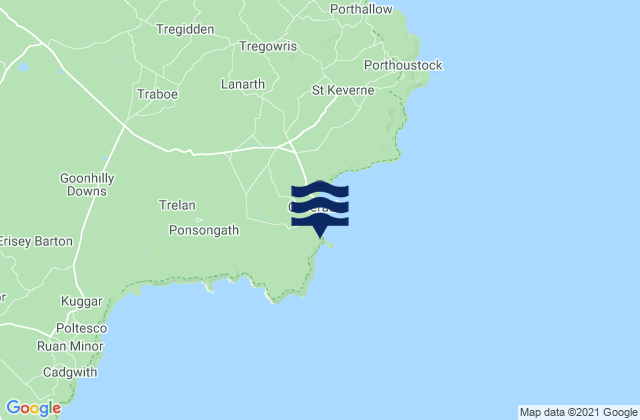 Mapa da tábua de marés em Coverack, United Kingdom