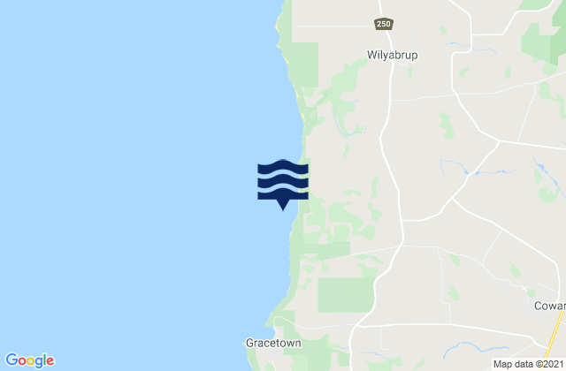 Mapa da tábua de marés em Cowaramup, Australia