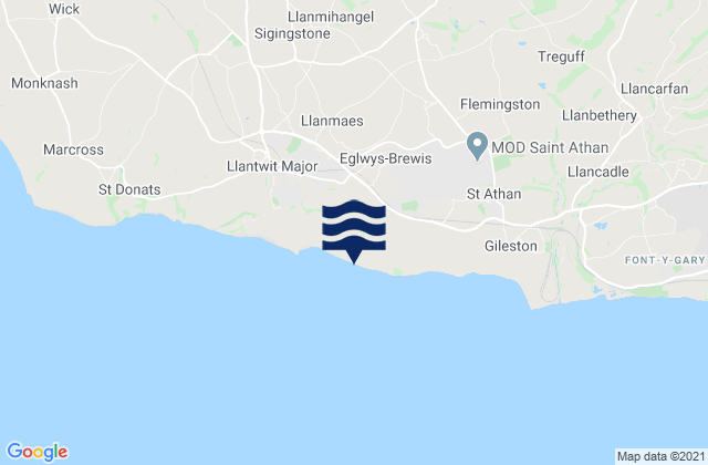 Mapa da tábua de marés em Cowbridge, United Kingdom