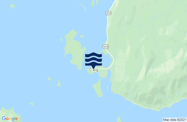Mapa da tábua de marés em Craig, United States