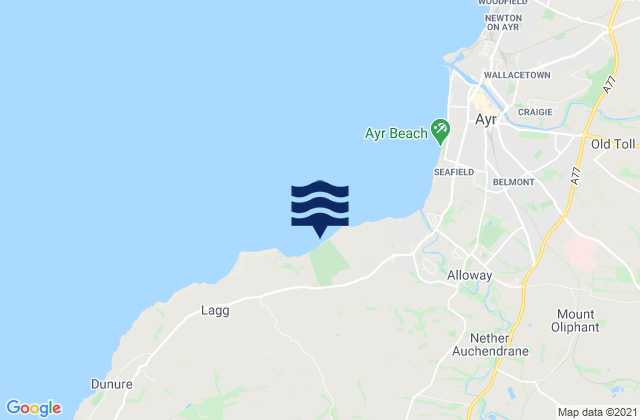 Mapa da tábua de marés em Craig Tara Beach, United Kingdom