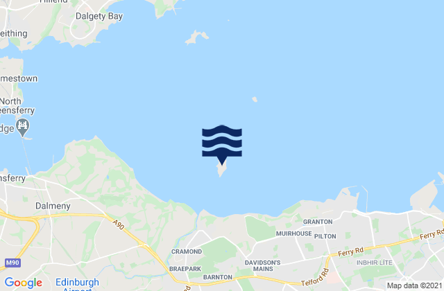 Mapa da tábua de marés em Cramond Island, United Kingdom