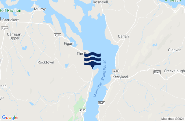 Mapa da tábua de marés em Cranford, Ireland