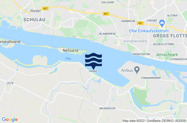 Mapa da tábua de marés em Cranz, Denmark