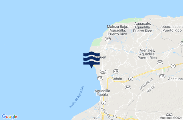 Mapa da tábua de marés em Crash Boat, Puerto Rico
