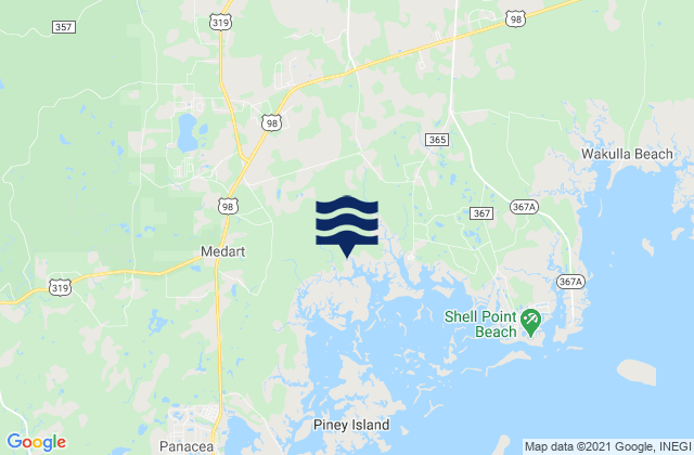 Mapa da tábua de marés em Crawfordville, United States